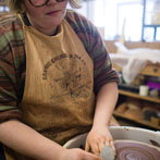 Victoria Claire Dawes at work in her studio at Yorkshire Art Space’ Persistence Works in Sheffield 2017